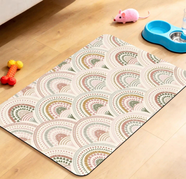 Pet Feeding Mat for Food and Water Bowls, Absorbent Quick Dry Surface, Non-Slip Floor Mat for Dogs and Cats