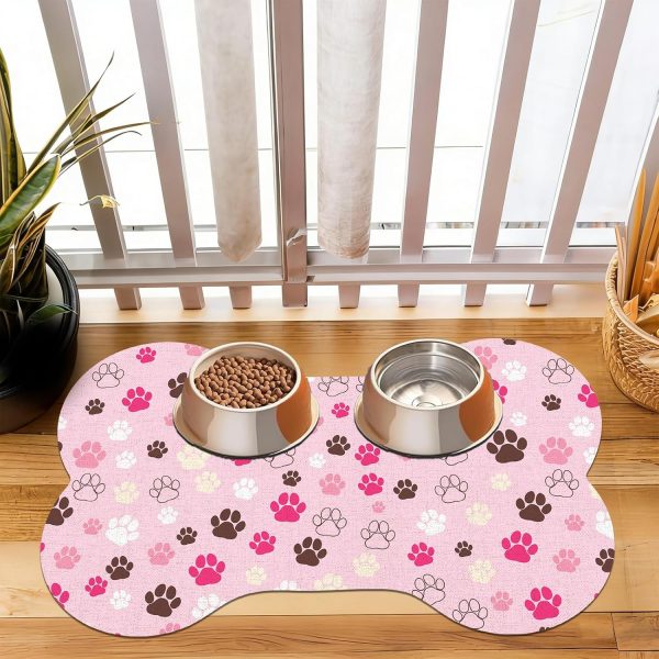 Bone Shaped Pet Feeding Mat for Food and Water Bowls, Cute Non-Slip Design for Dogs and Cats, Indoor Use Mat
