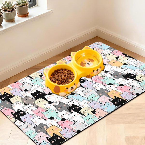 Waterproof Pet Feeding Mat for Food and Water Bowls, Absorbent Quick Dry Non-Slip Mat for Cats and Dogs